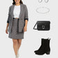 Lapa Plus Women's Stylish Plaid Suit Skirt Set
