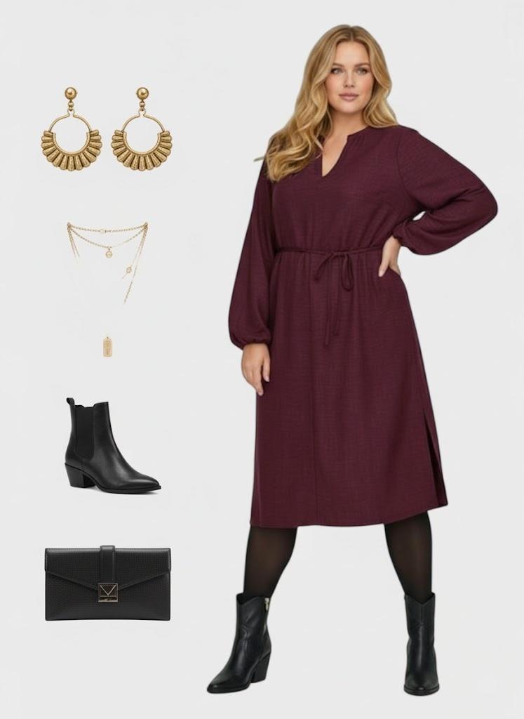 Lapa Plus Women's Solid Color Casual Comfortable Dress