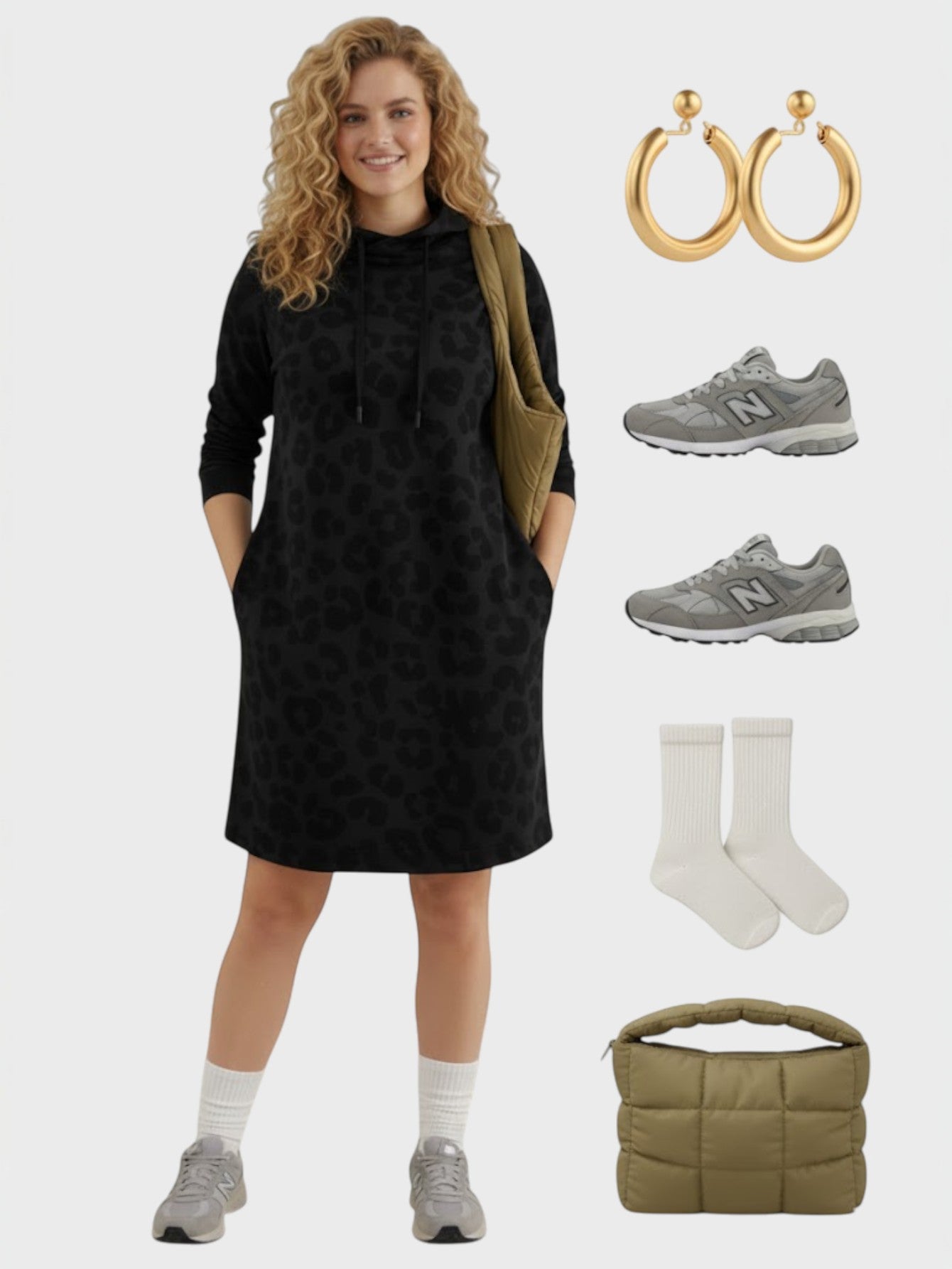 Lapa Plus Women's Leopard Print Hoodie Dress