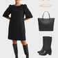 Lapa Plus Women's Classic Crew Neck Dress with Textured Texture