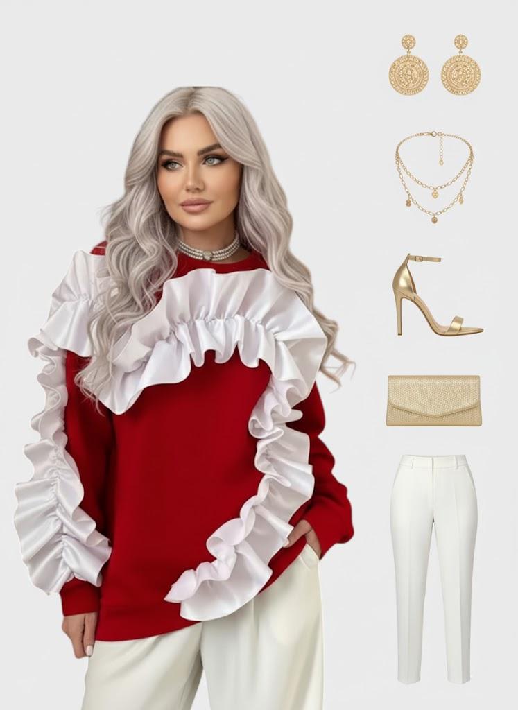 Lapa Plus Women's Christmas Irregular Design Top