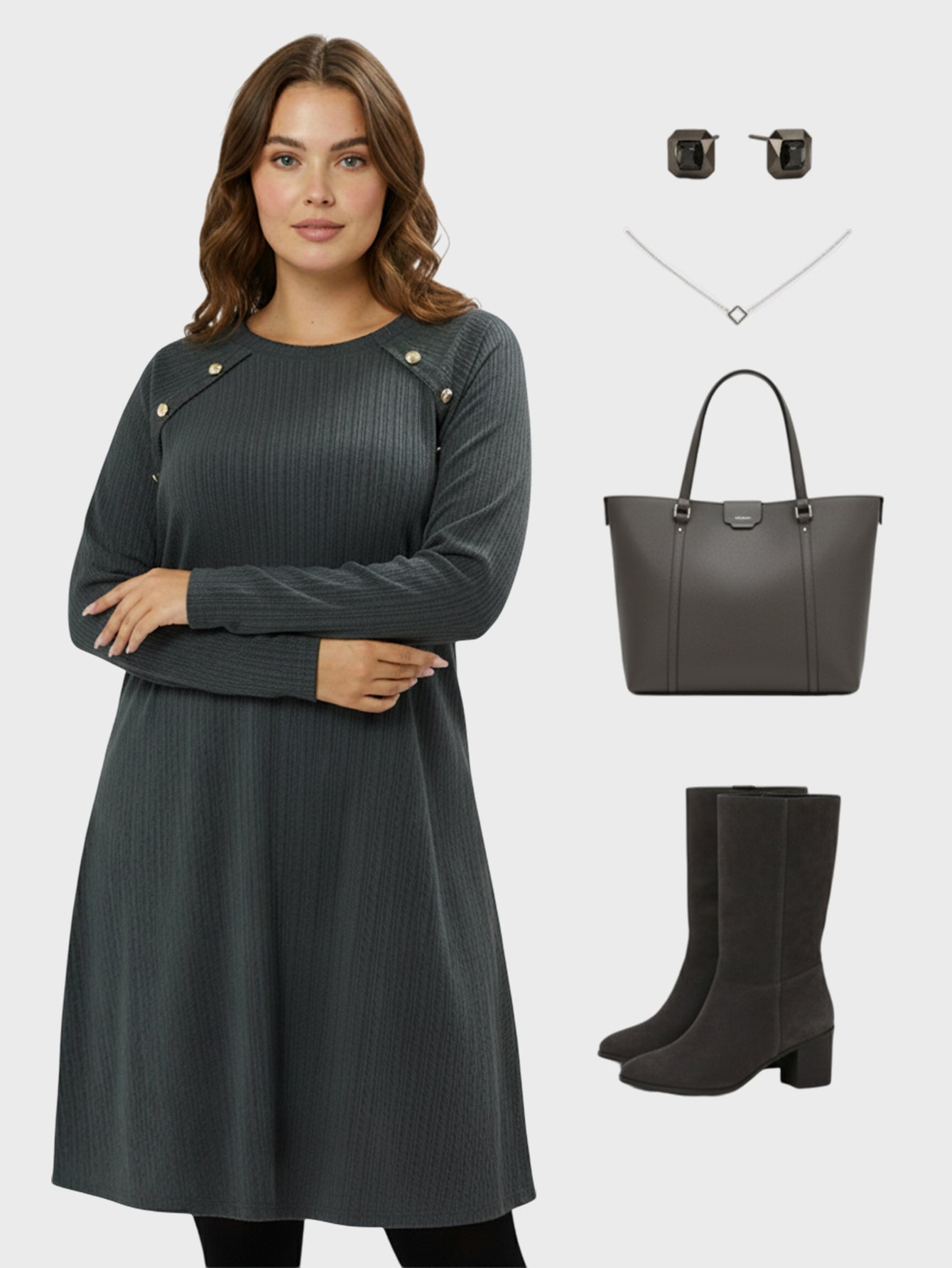 Lapa Plus Women's Textured Knit Midi Dress