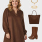 Lapa Plus Women's Corduroy V-Neck Solid Color Dress