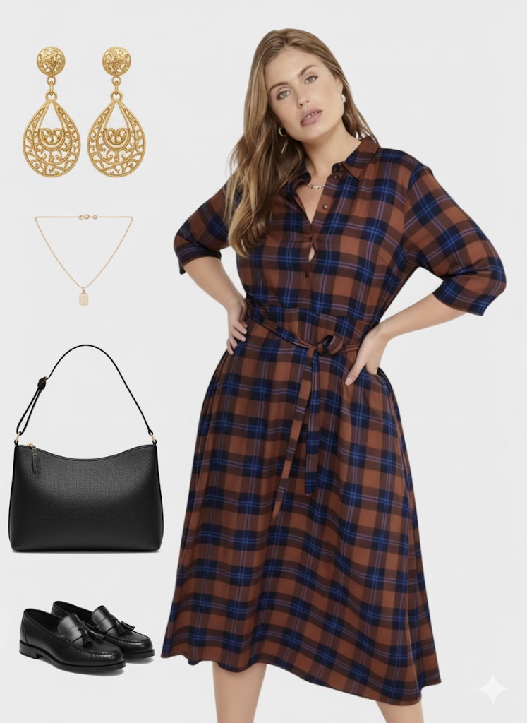 Lapa Plus Women's Casual Dress with Plaid Belt