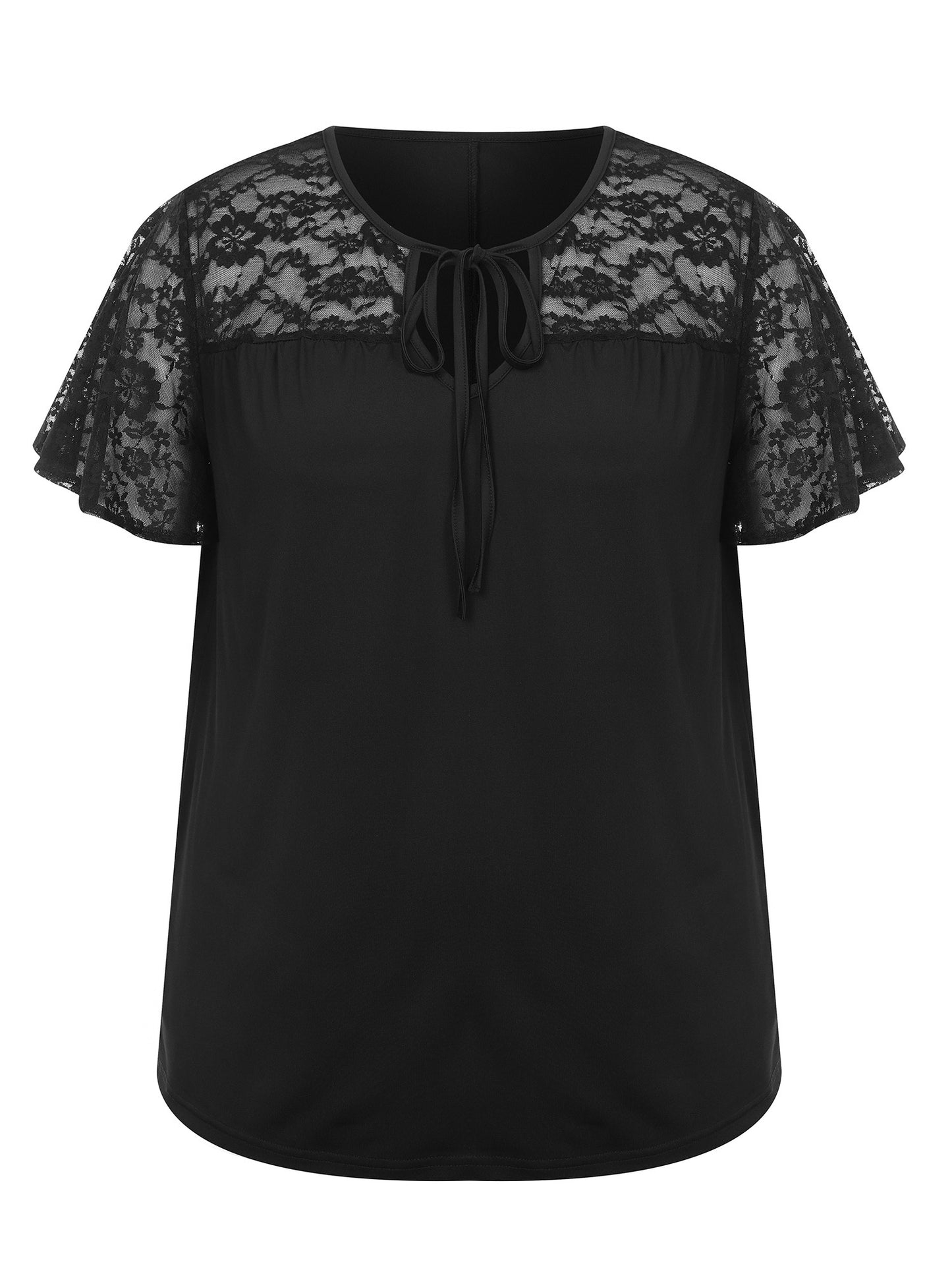 Lapa Plus Women's Casual Bow tie-up Ruffle Top