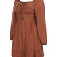 Lapa Plus Women's Square Neck Long Sleeved Pleated Dress