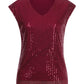 Lapa Plus Women's V-neck Raglan Sequined Party Top