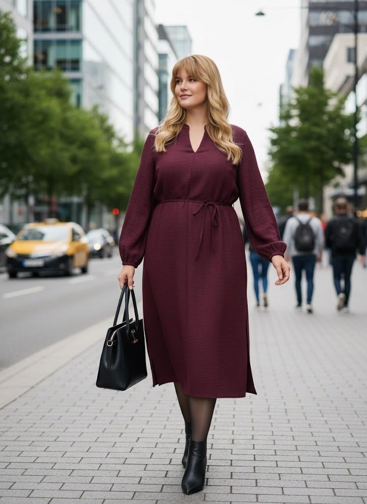 Lapa Plus Women's Solid Color Casual Comfortable Dress