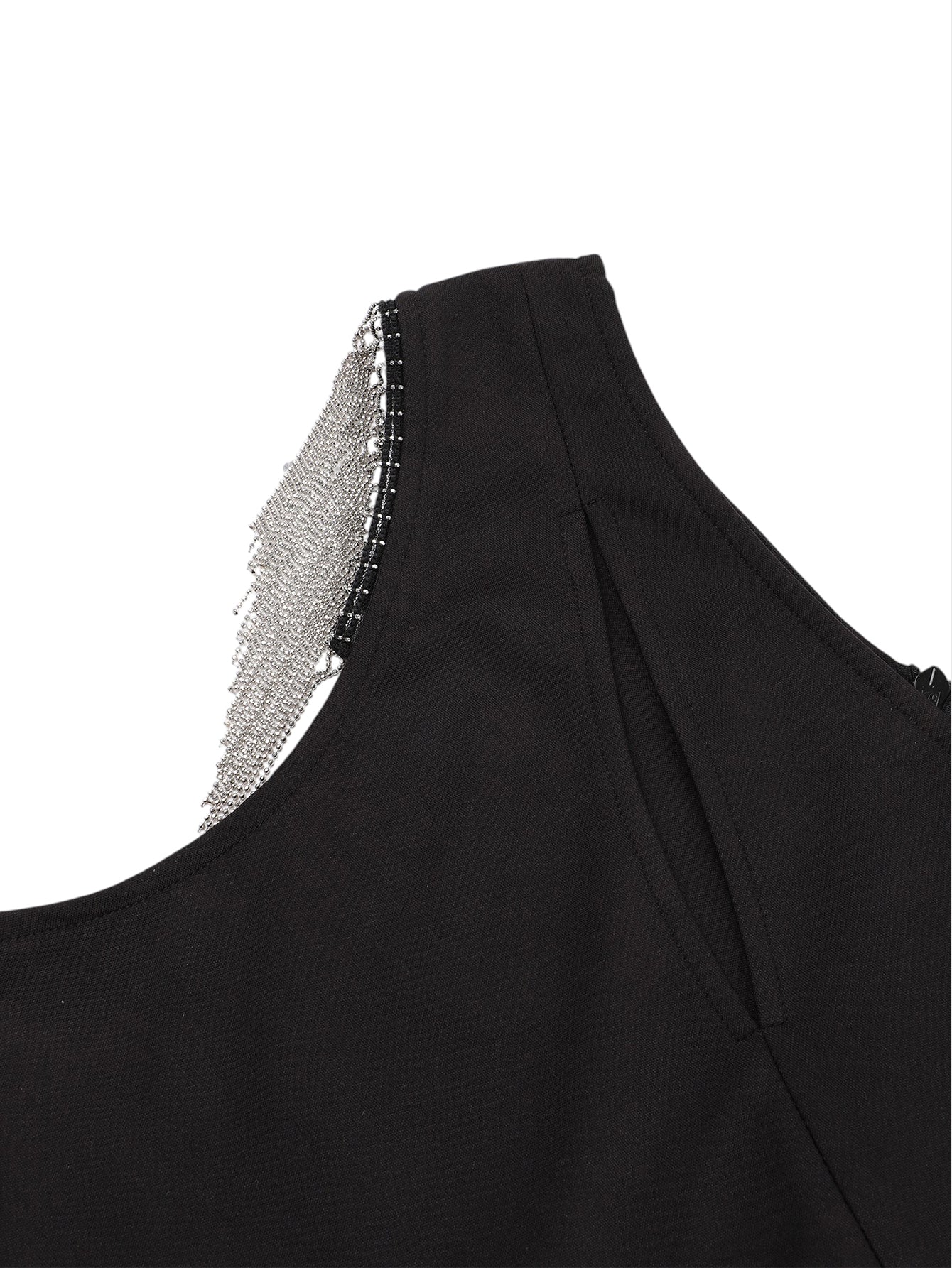 Lapa Plus Women's Elegant Sloping Shoulder Black Dress