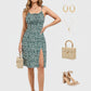 Lapa Plus Women's Sexy Spaghetti Strap Floral Split Dress