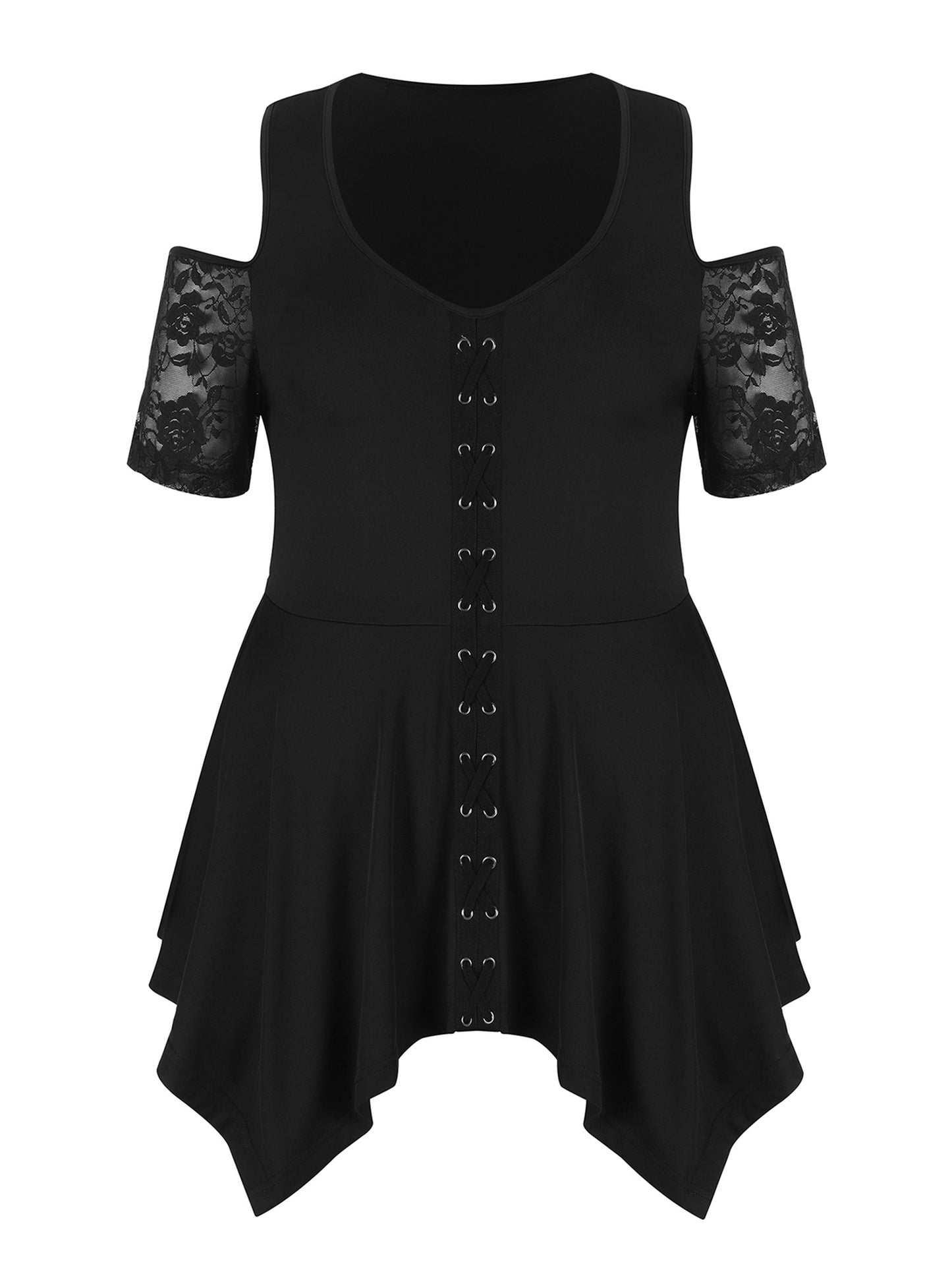 Lapa Plus Women's Gothic Style Lace-up Drawstring Top