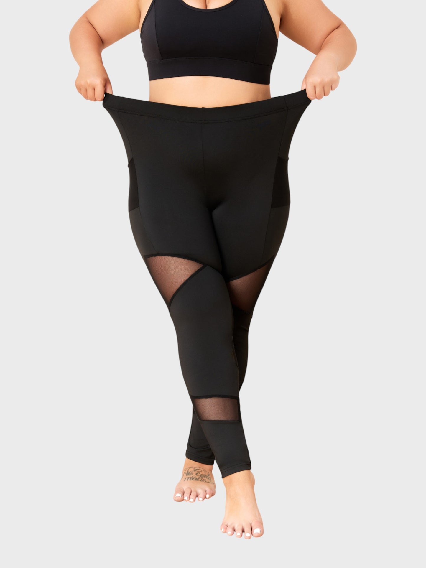 Lapa Plus Women's Halloween Casual Black Mesh Patchwork Pocket Pants