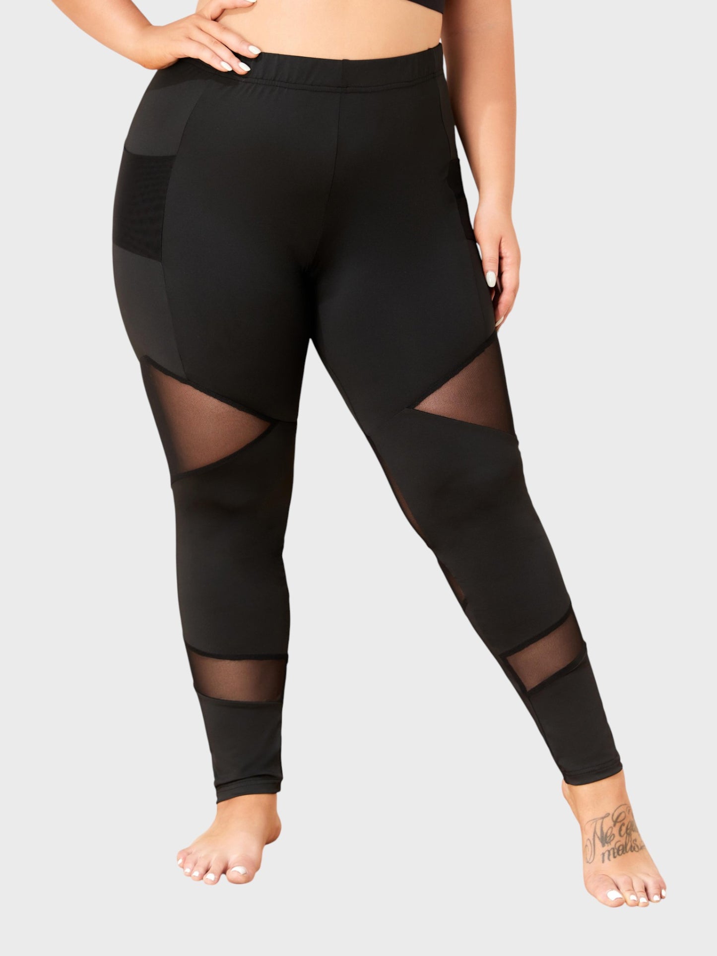 Lapa Plus Women's Halloween Casual Black Mesh Patchwork Pocket Pants