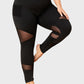 Lapa Plus Women's Halloween Casual Black Mesh Patchwork Pocket Pants