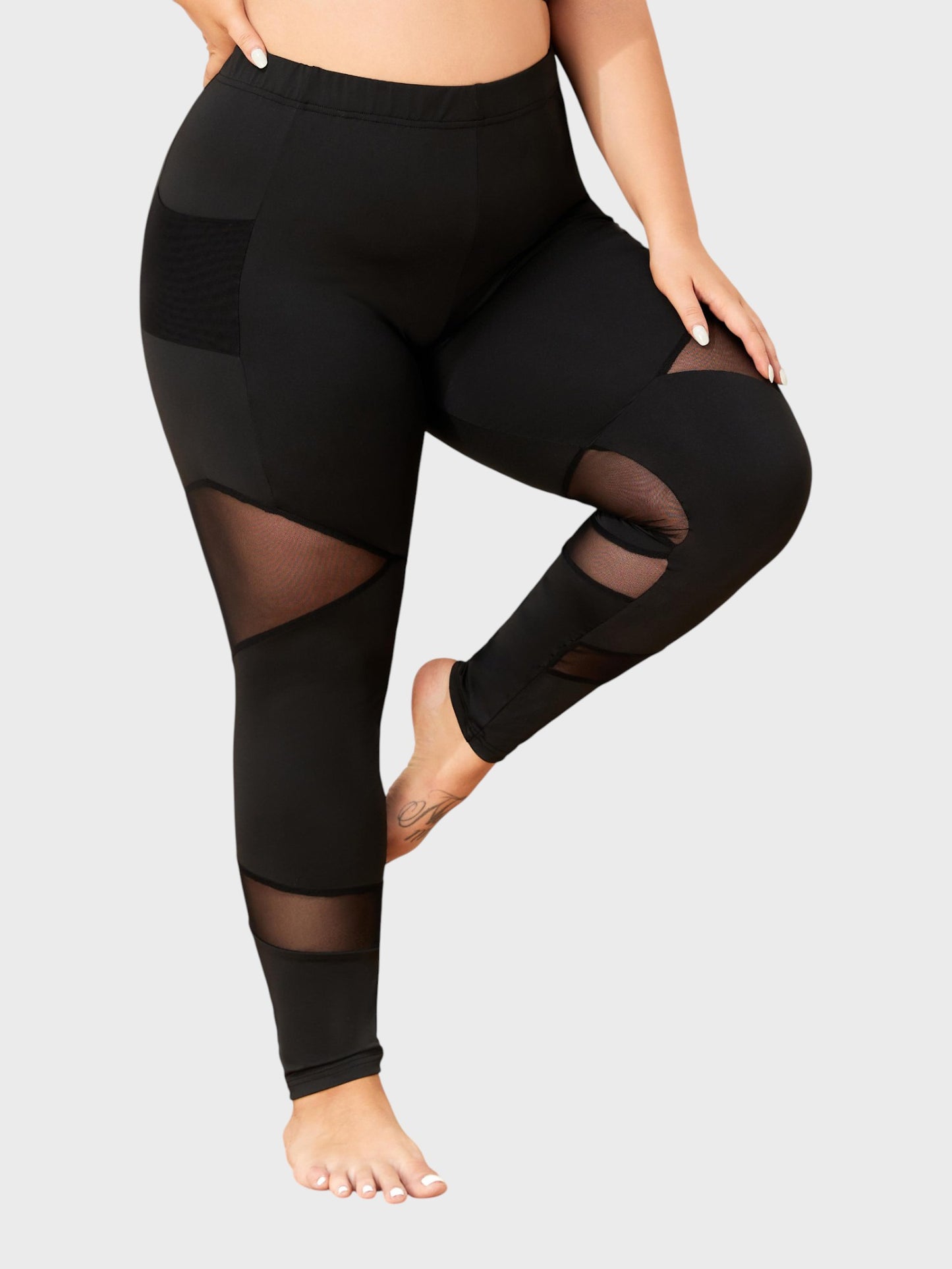 Lapa Plus Women's Halloween Casual Black Mesh Patchwork Pocket Pants