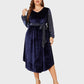 Lapa Plus Women's Party Elegant Velvet Pocket Dress