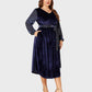Lapa Plus Women's Party Elegant Velvet Pocket Dress