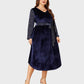 Lapa Plus Women's Party Elegant Velvet Pocket Dress
