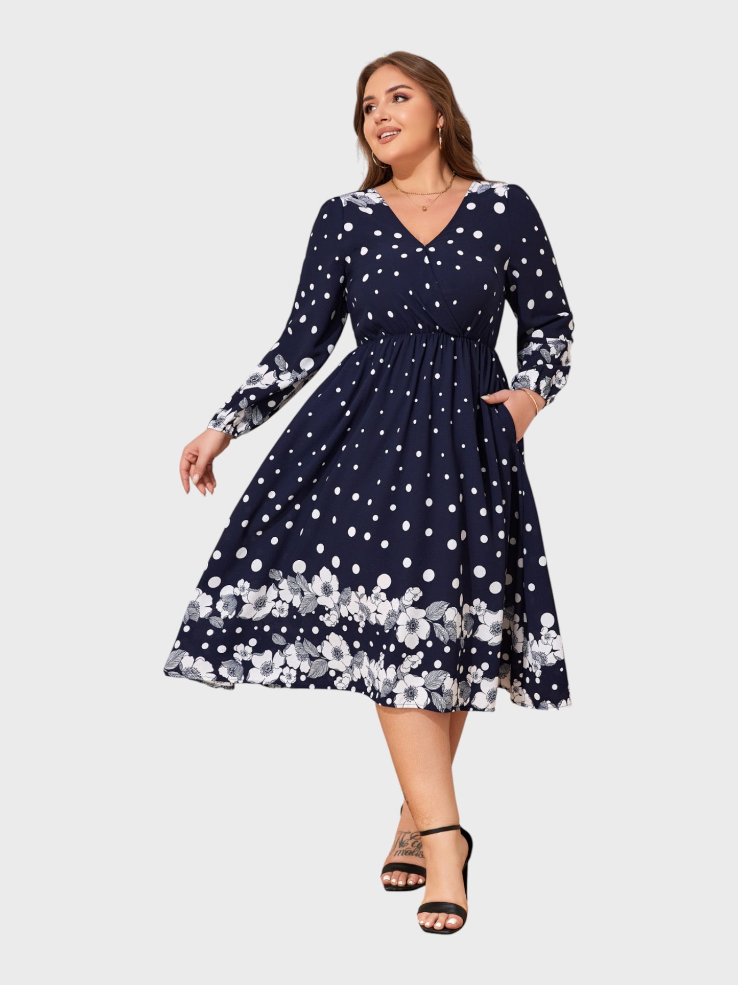 Lapa Plus Women's Party Lady Floral Print Dress