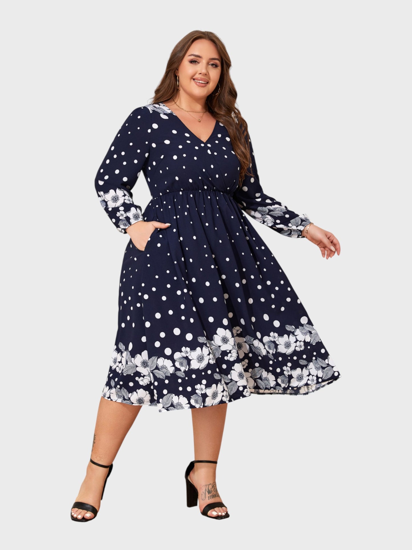 Lapa Plus Women's Party Lady Floral Print Dress