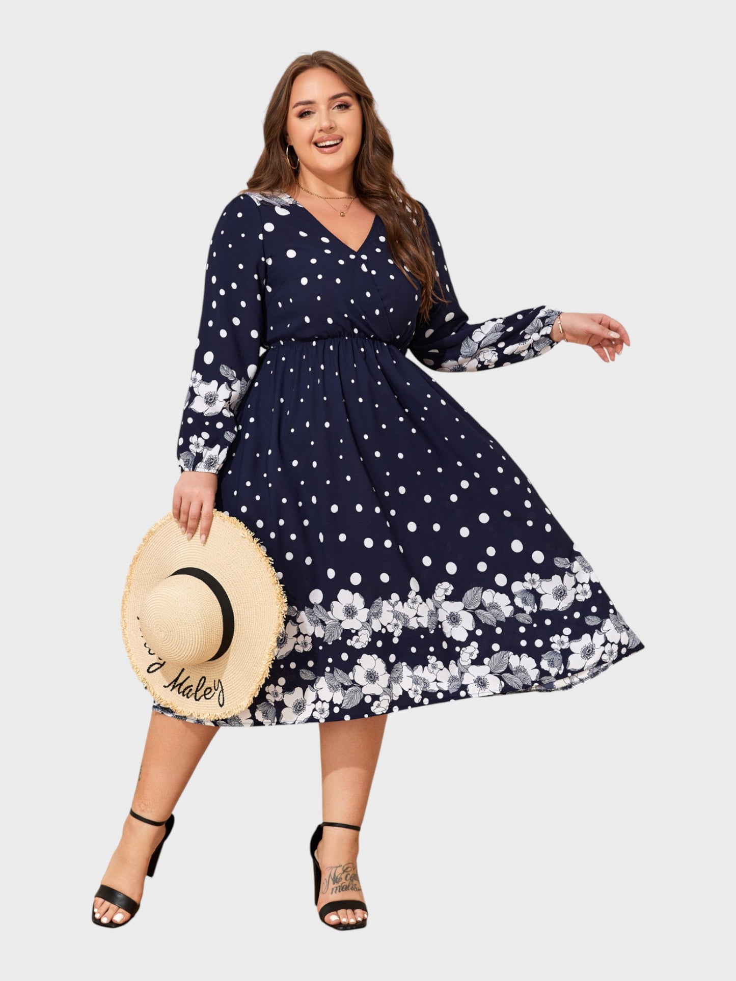 Lapa Plus Women's Party Lady Floral Print Dress