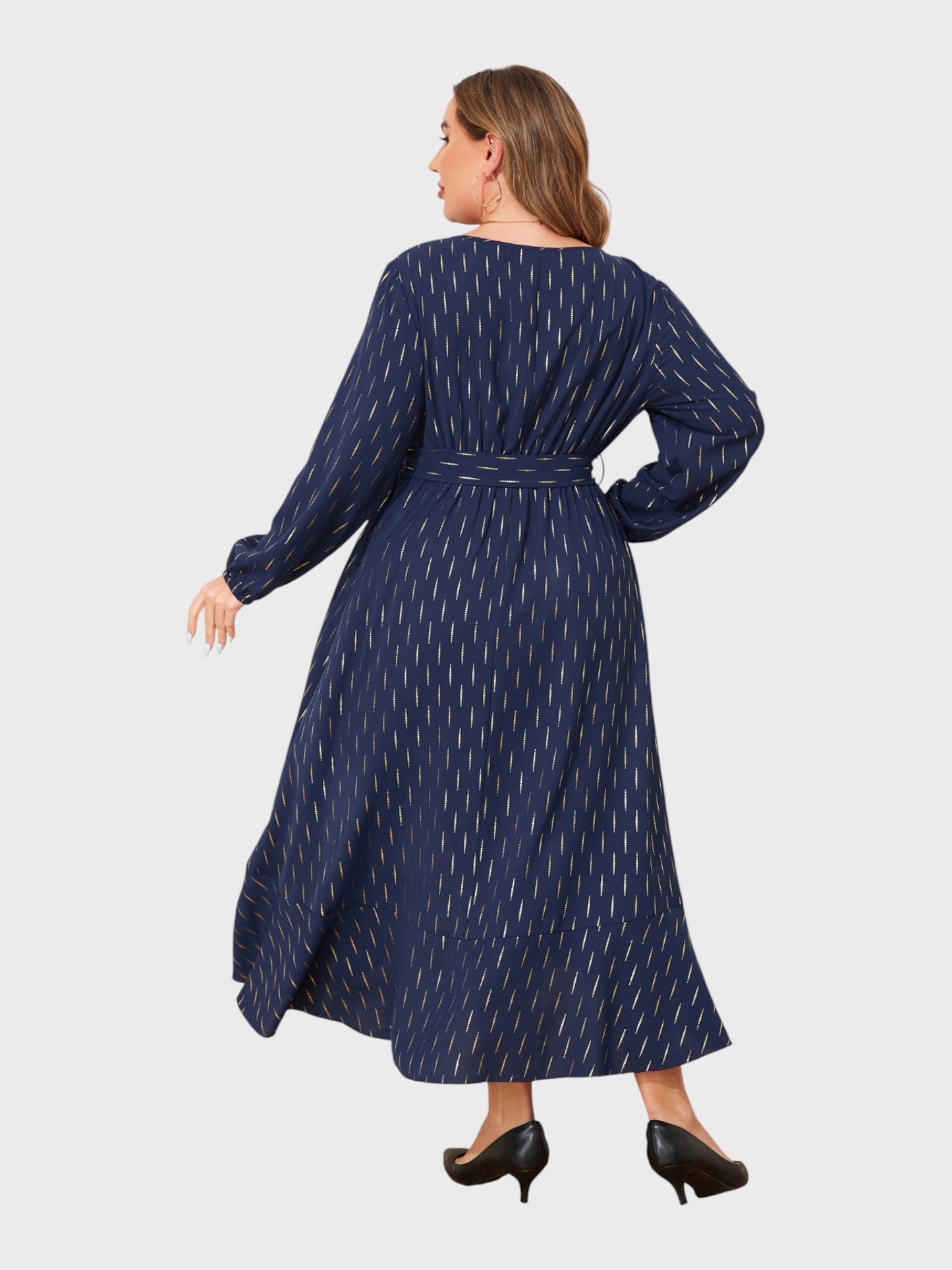 Lapa Plus Women's Party Elegant Gold-foiled Dress