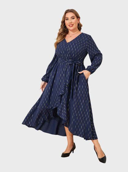 Lapa Plus Women's Party Elegant Gold-foiled Dress