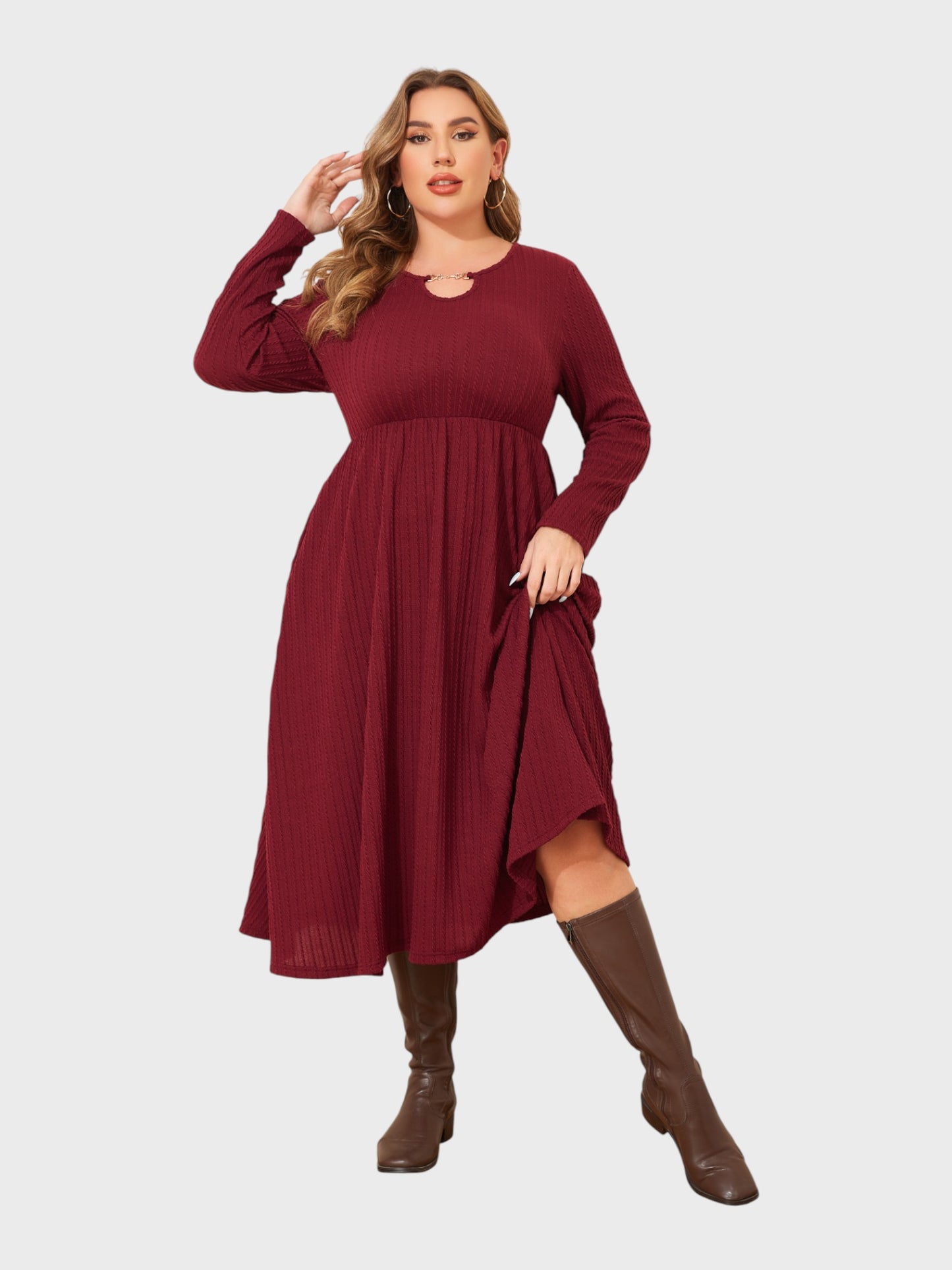 Lapa Plus Women's Party Elegant Banquet Jacquard Pocket Dress