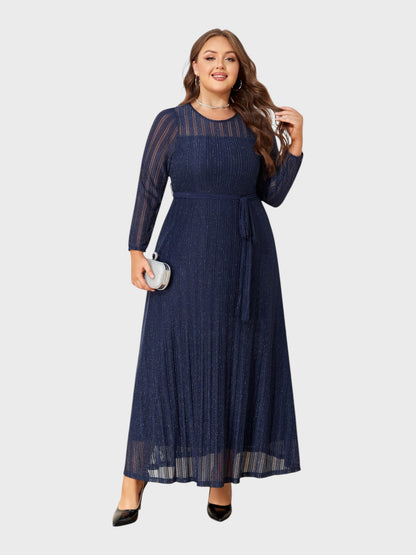 Lapa Plus Women's Party Elegant Silver Powder Shimmering Dress