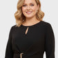 Lapa Plus Women's Round Neck Cut-Out Dress with Belt Detail