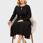 Lapa Plus Women's Round Neck Cut-Out Dress with Belt Detail