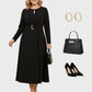 Lapa Plus Women's Round Neck Cut-Out Dress with Belt Detail