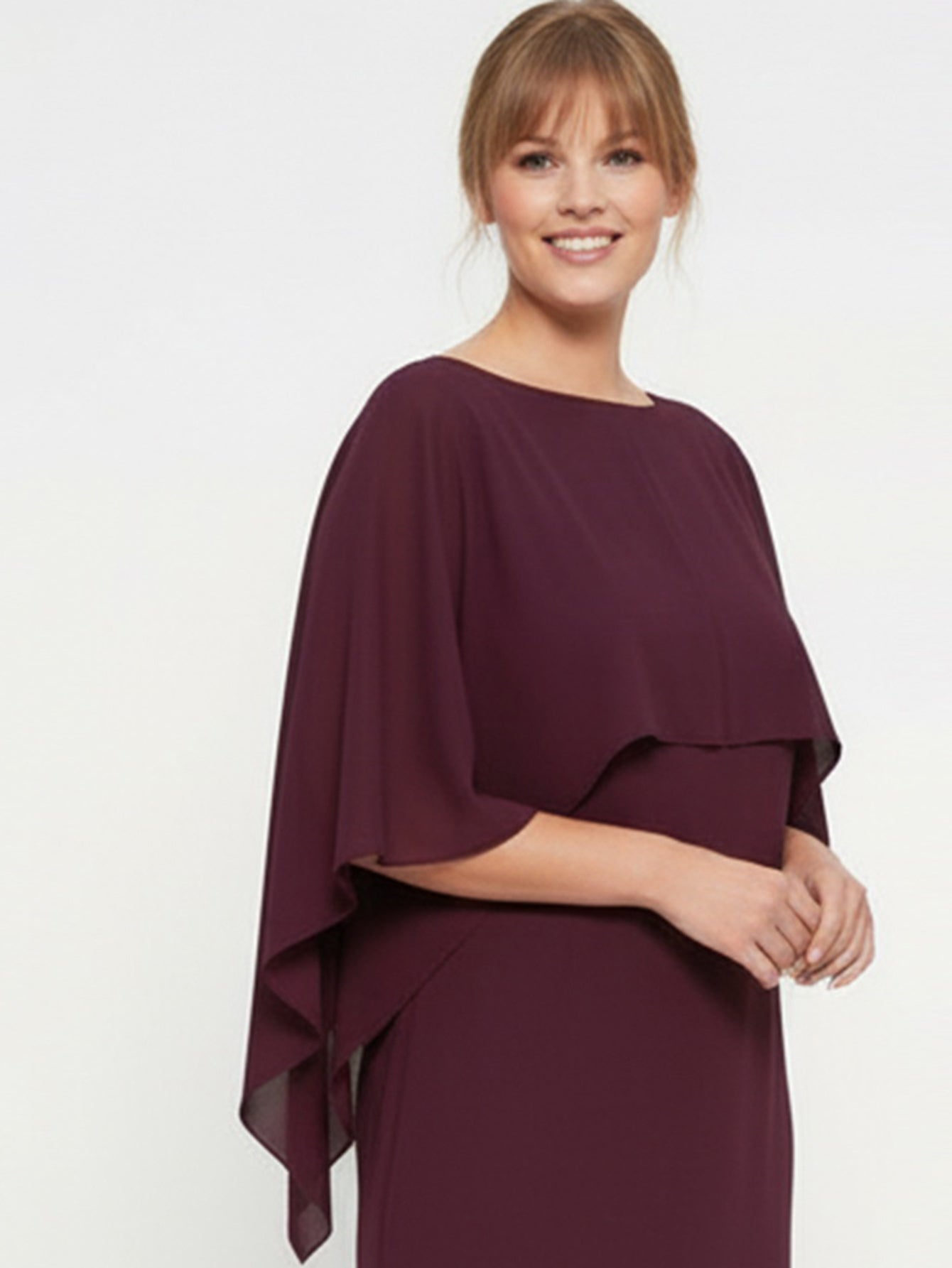 Lapa Plus Women's  Elegant Solid Dress with Shawl Collar