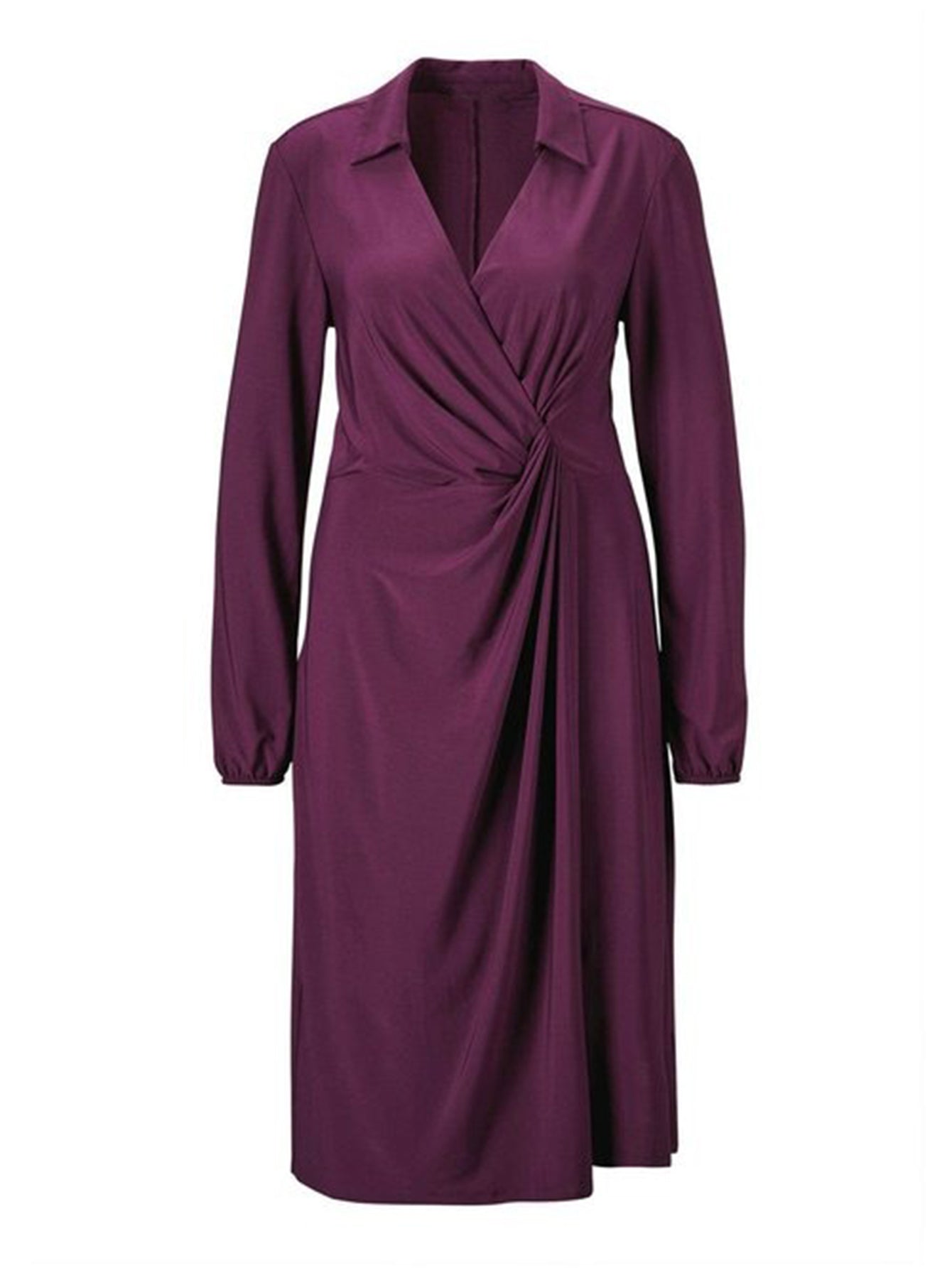 Lapa Plus Women's V - neck Wrap Pleated Dress