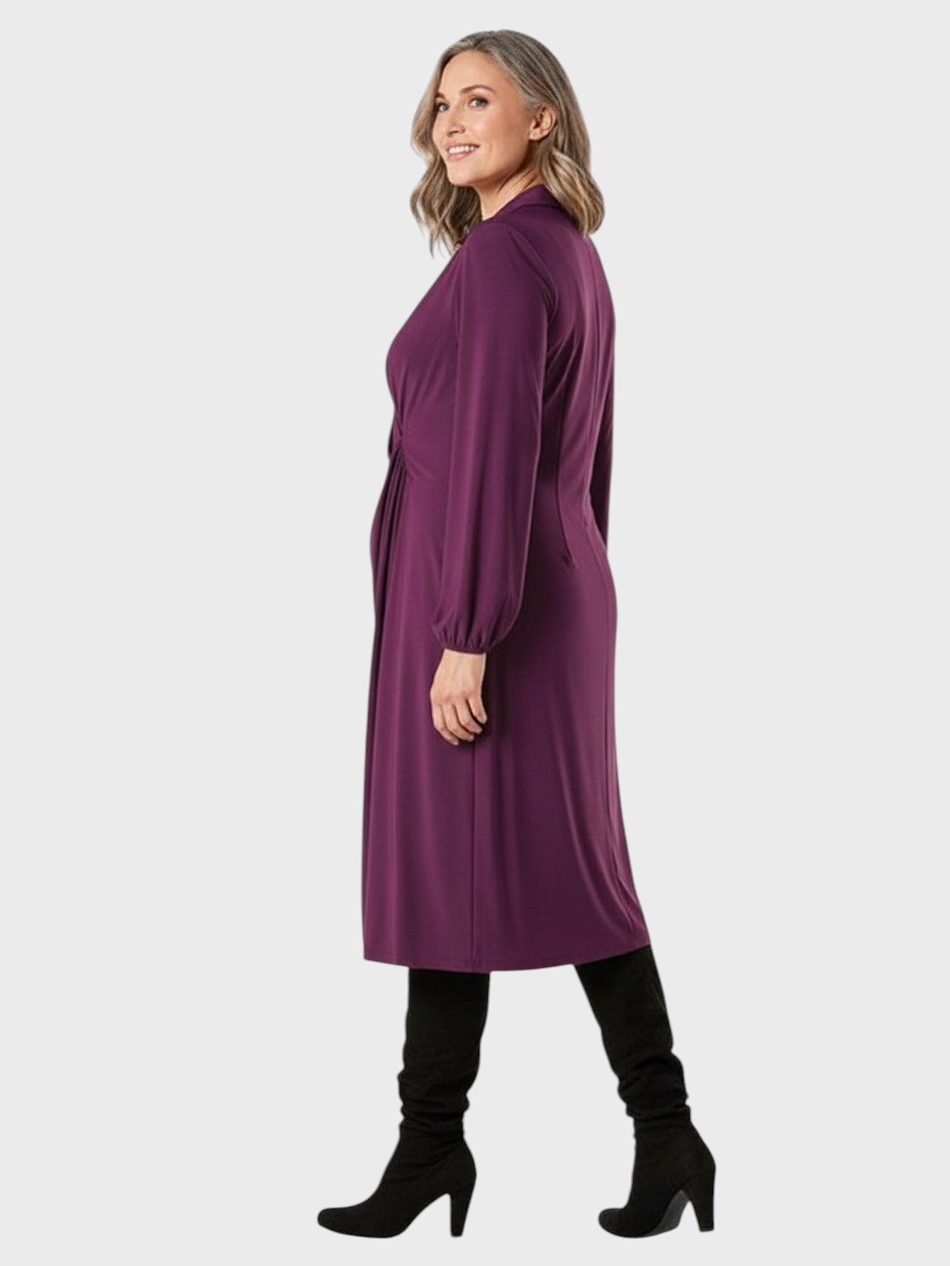 Lapa Plus Women's V - neck Wrap Pleated Dress