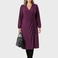 Lapa Plus Women's V - neck Wrap Pleated Dress