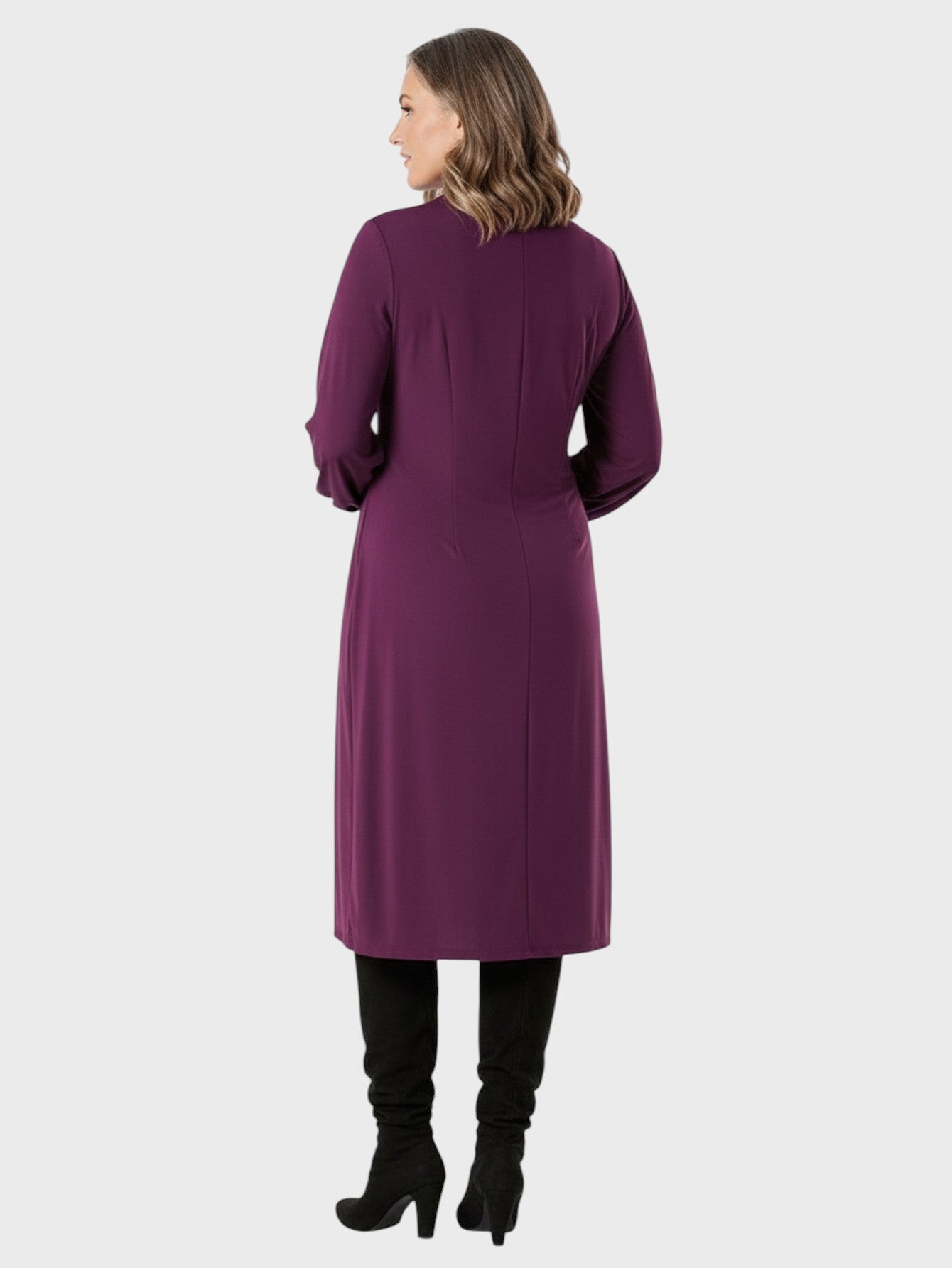 Lapa Plus Women's V - neck Wrap Pleated Dress