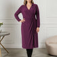 Lapa Plus Women's V - neck Wrap Pleated Dress