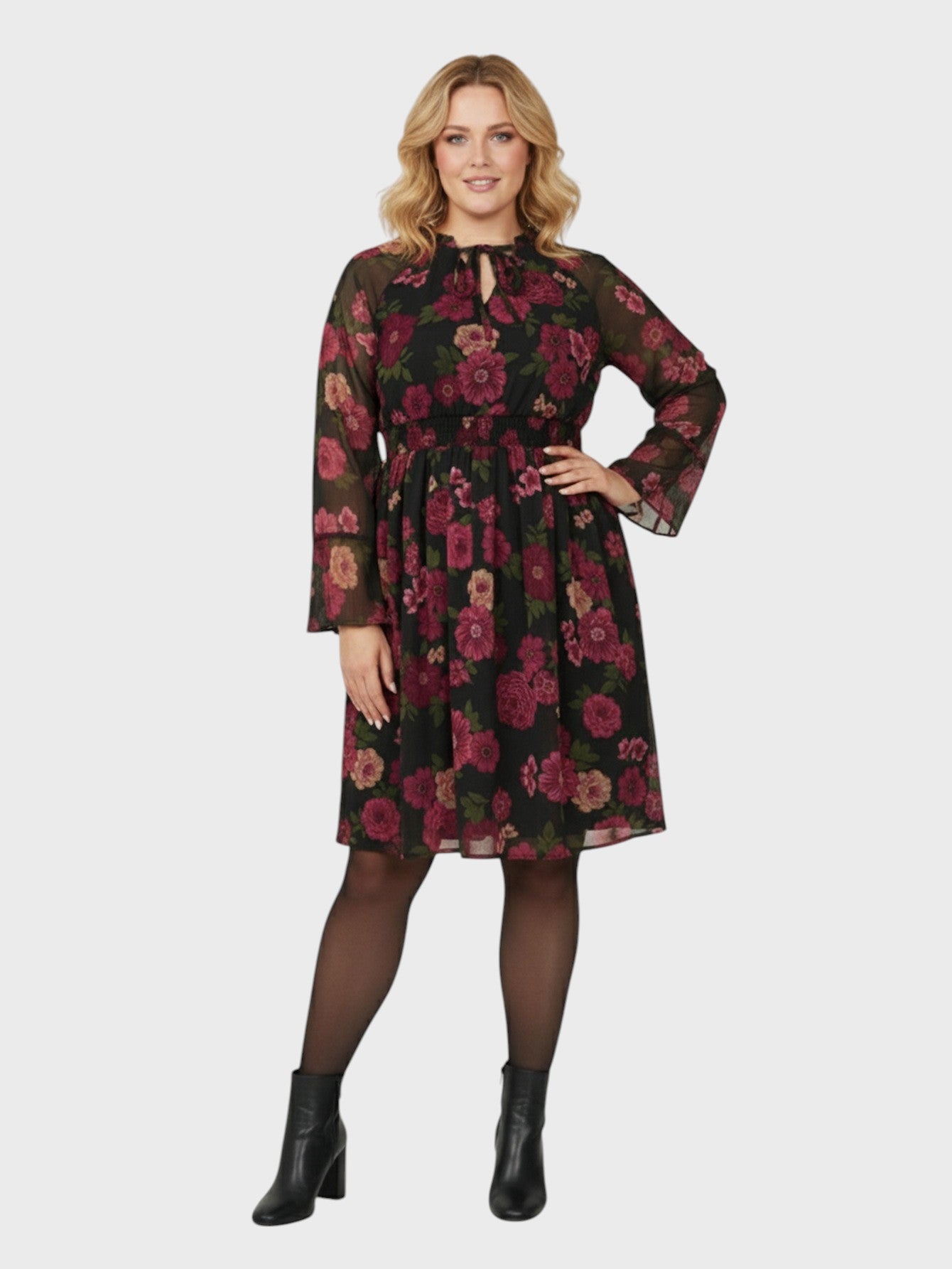 Lapa Plus Women's Elegant Floral Print Dress