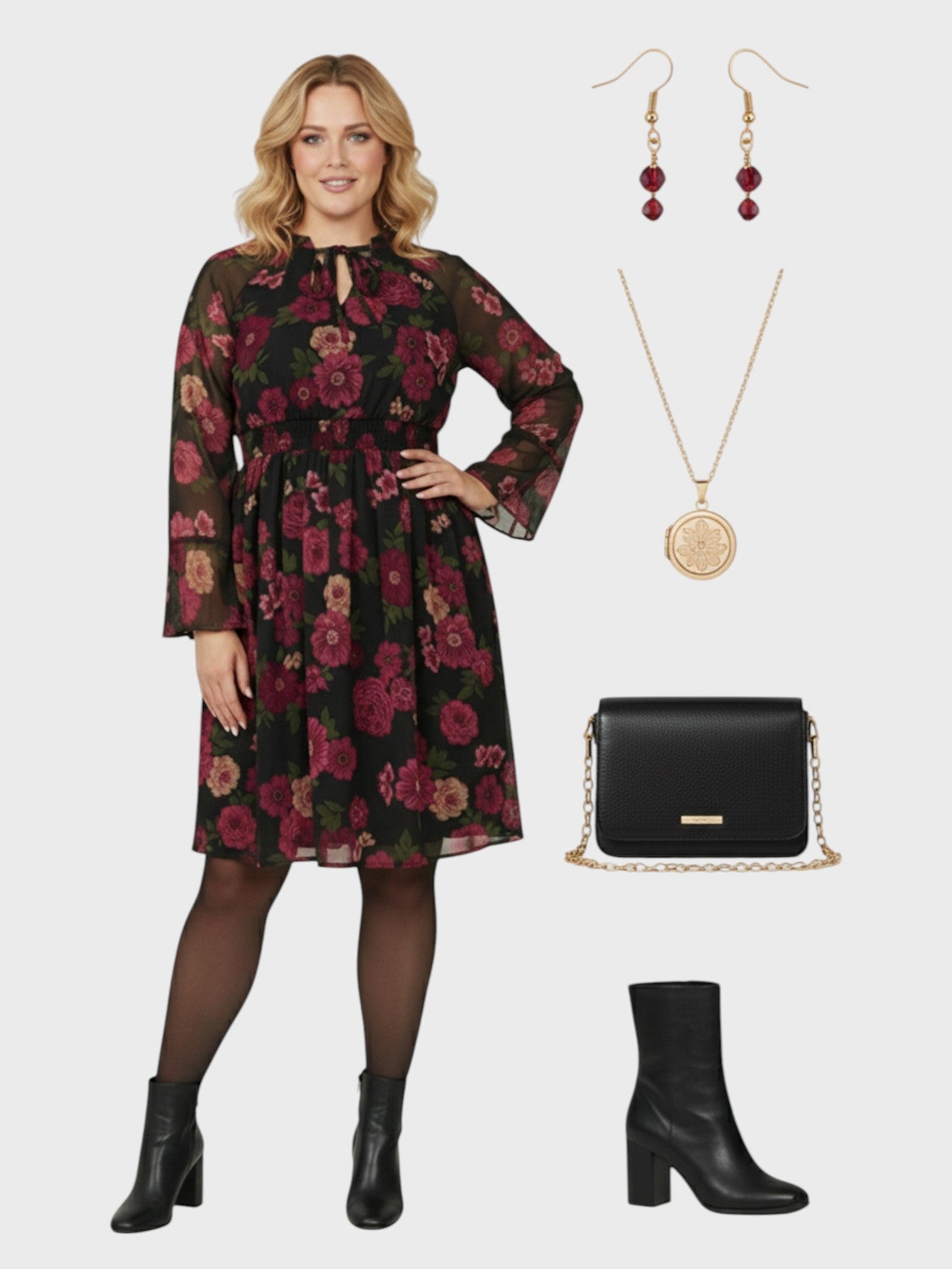 Lapa Plus Women's Elegant Floral Print Dress