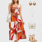 Lapa Plus Women's Bohemian Printed Pleated Camisole Dress