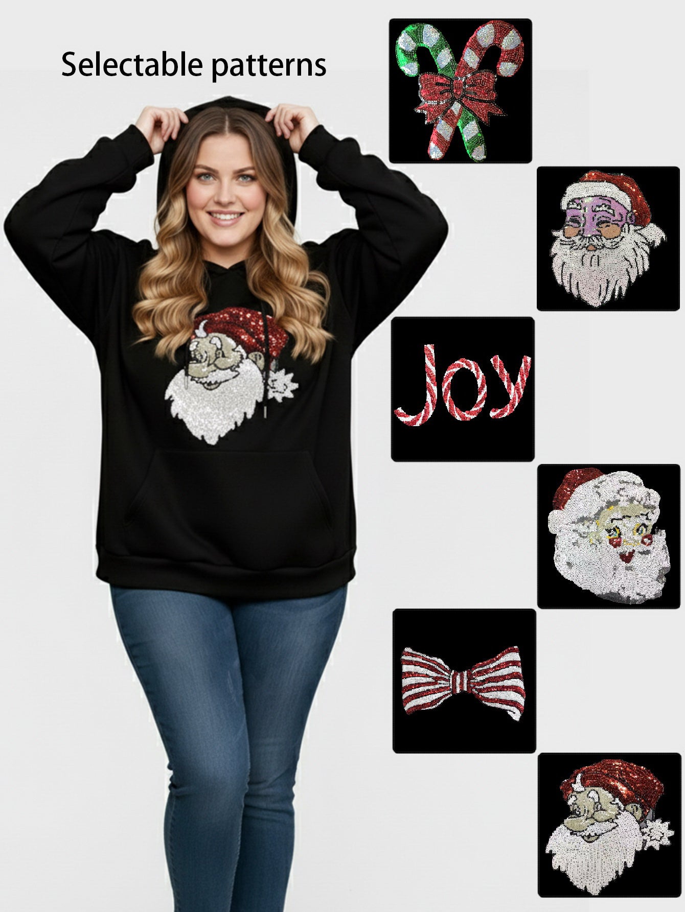 Lapa Plus Women's Custom Christmas Pattern Hooded Sweatshirt