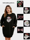 Lapa Plus Women's custom patterned round neck Christmas dress