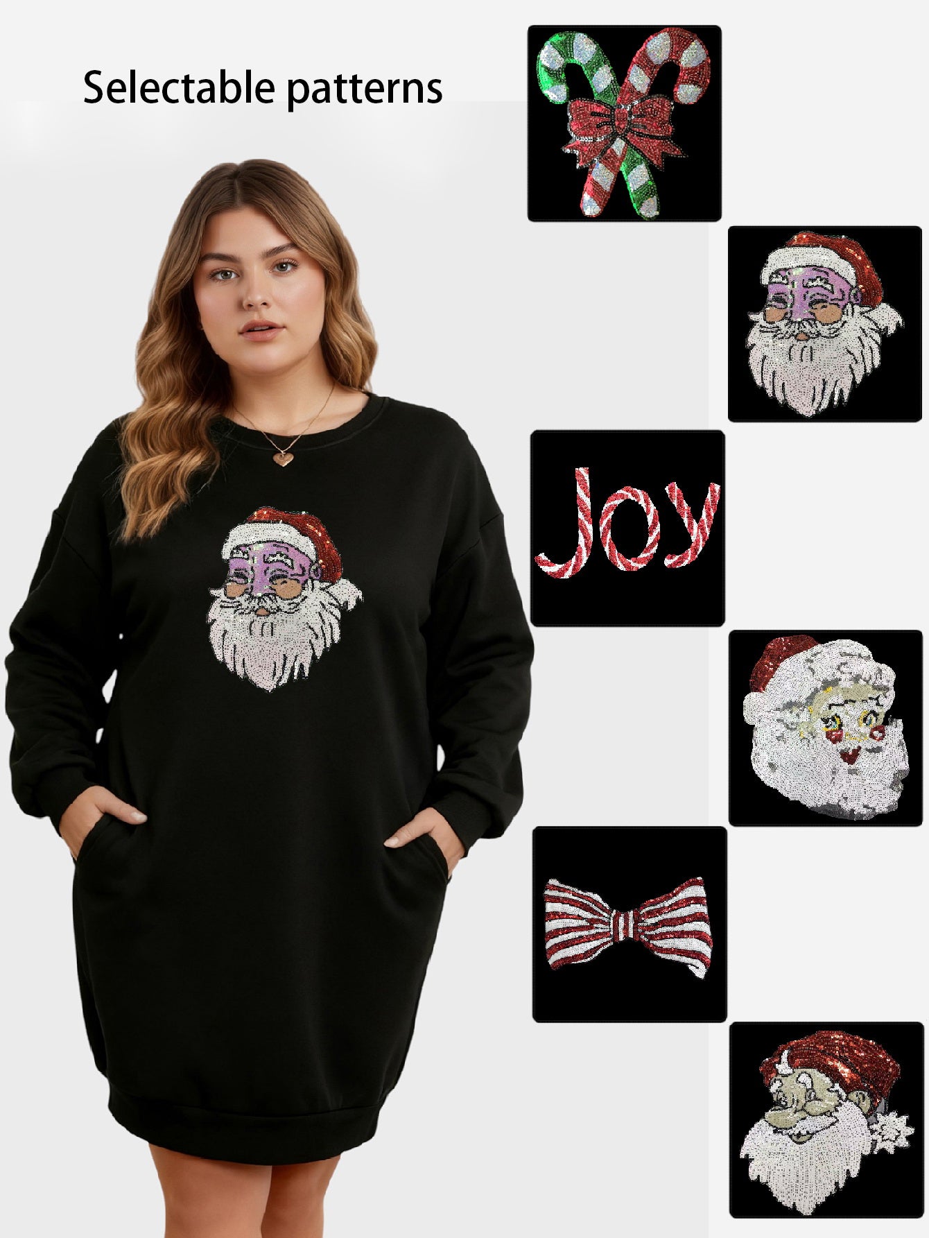 Lapa Plus Women's custom patterned round neck Christmas dress