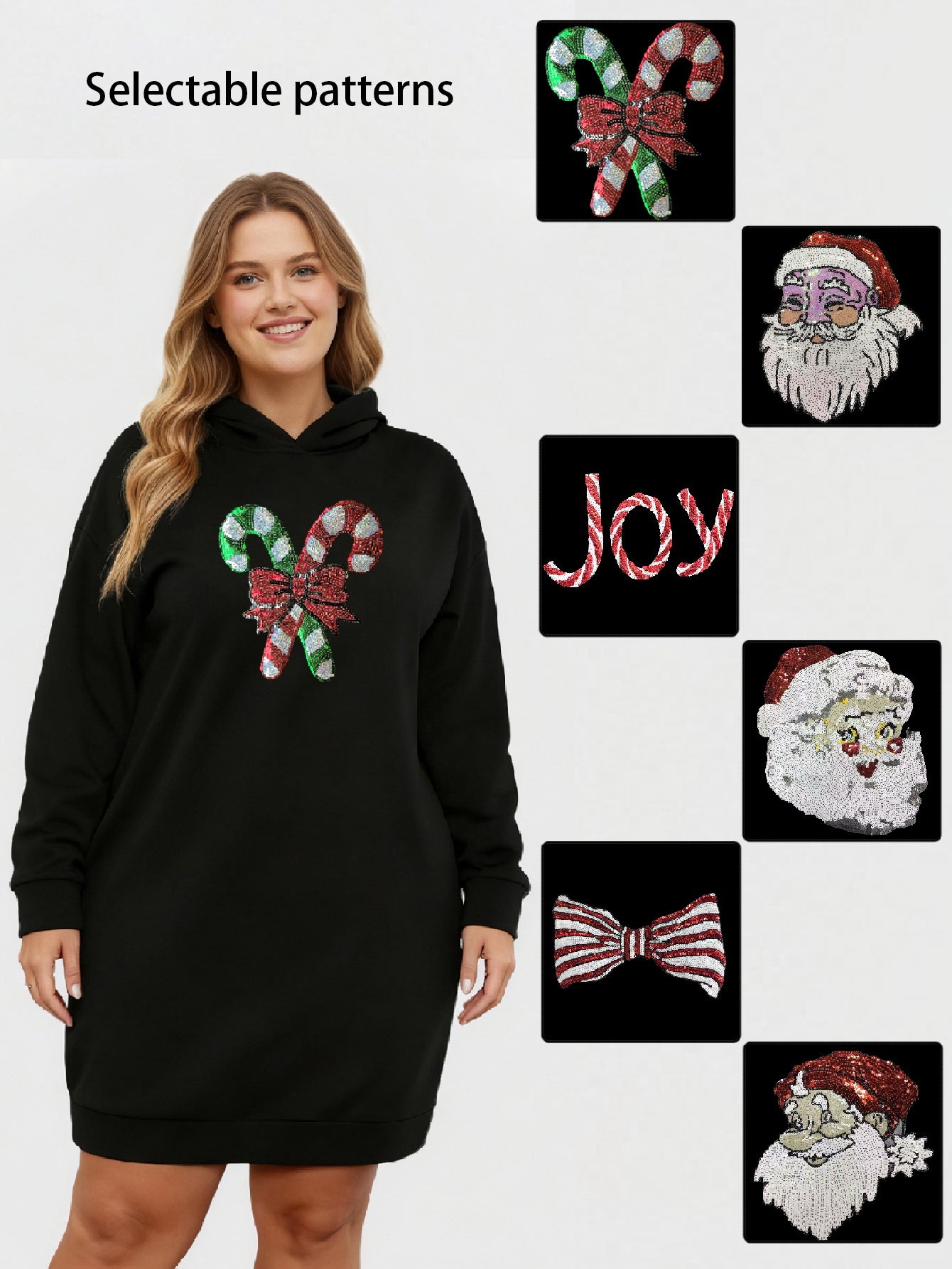 Lapa Plus Women's custom patterned hooded Christmas dress