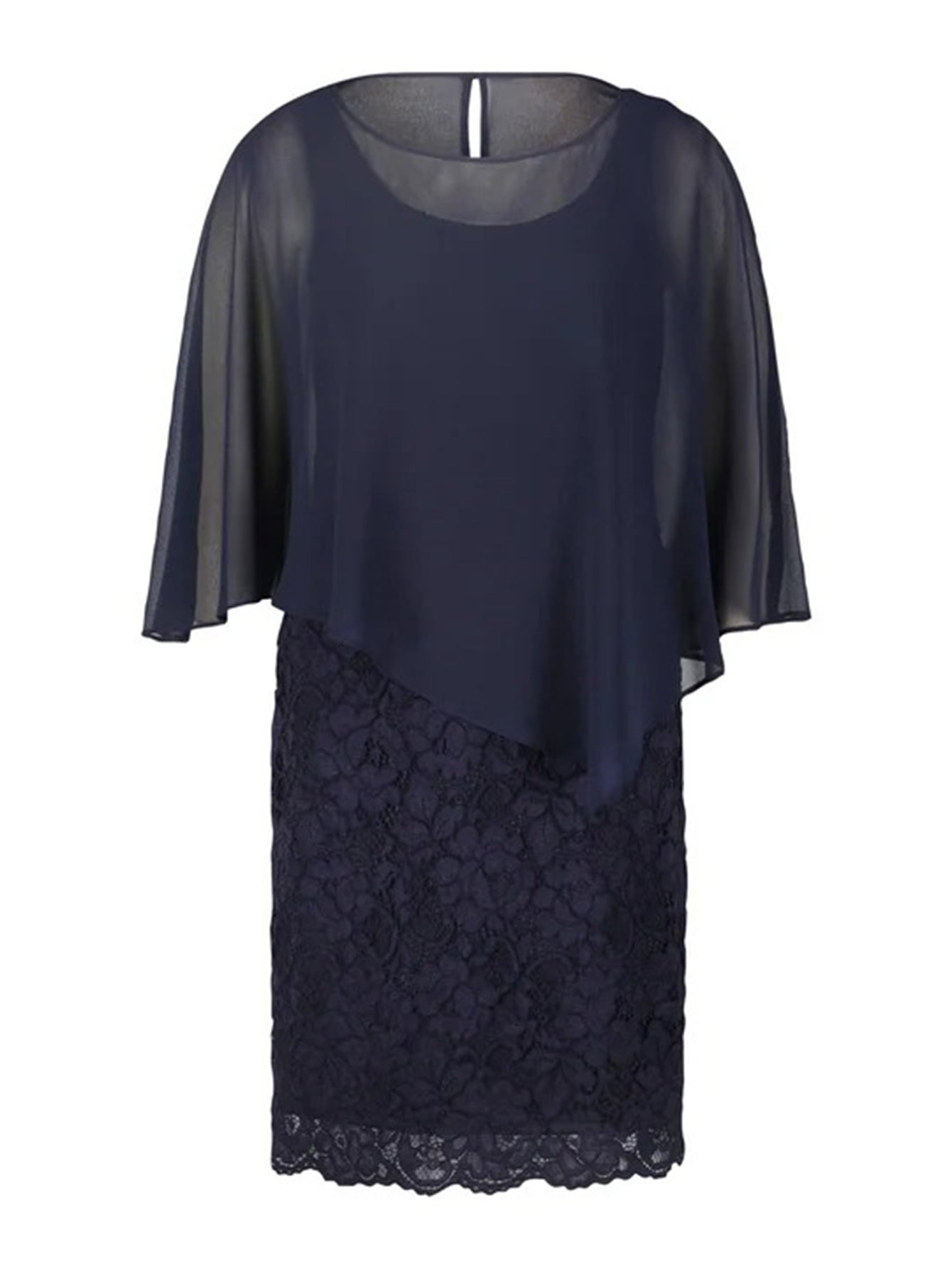 Lapa Plus Women's Dress with Shawl and Lace Hem