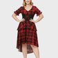 Lapa Plus omen's Plaid Waist - Tie Christmas Dress - Lapa plus