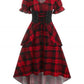 Lapa Plus omen's Plaid Waist - Tie Christmas Dress - Lapa plus