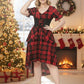 Lapa Plus omen's Plaid Waist - Tie Christmas Dress - Lapa plus