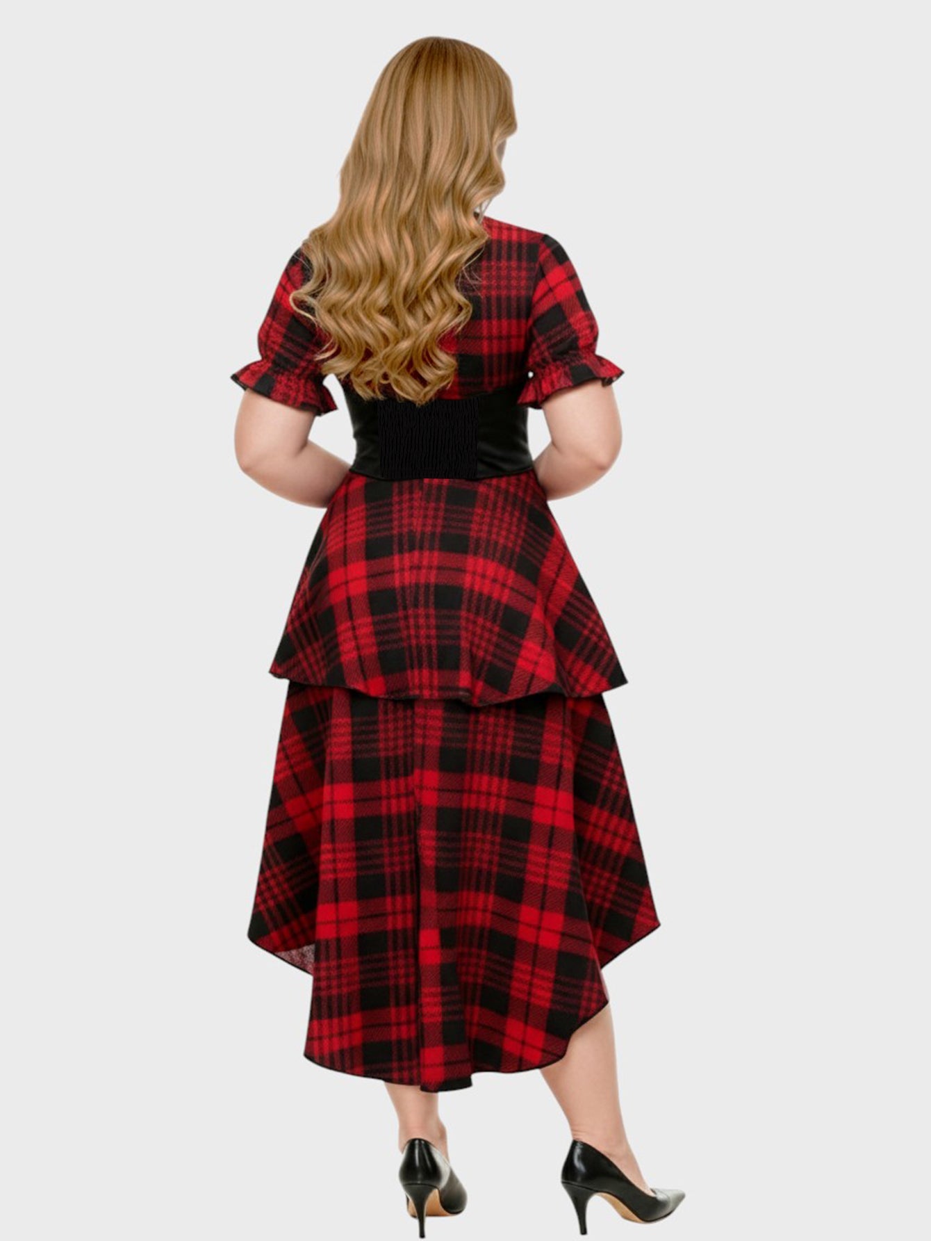 Lapa Plus omen's Plaid Waist - Tie Christmas Dress - Lapa plus